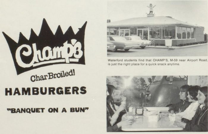 Champs Hamburgers - Vintage Yearbook Ad - 60S And 70S (newer photo)